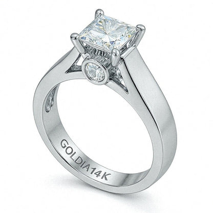 1.2 CT. Gesamtgewicht Diamant-Verlobungsring im Princess-Schliff in 14K Weißgold (J/I2)