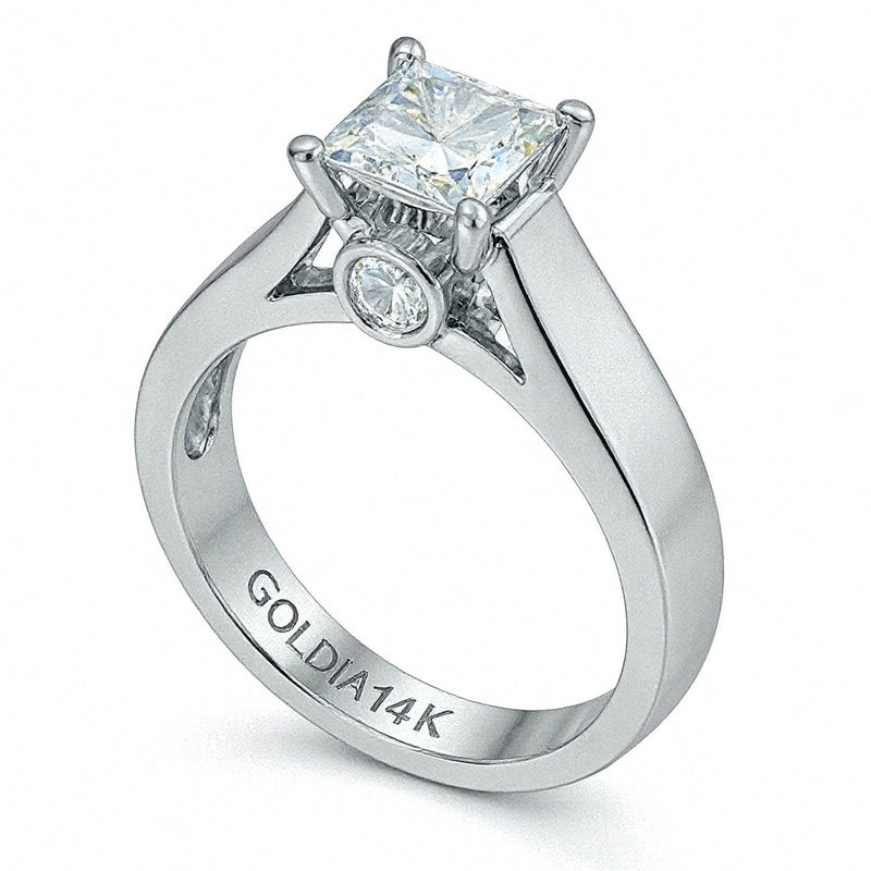 1.2 CT. Gesamtgewicht Diamant-Verlobungsring im Princess-Schliff in 14K Weißgold (J/I2)