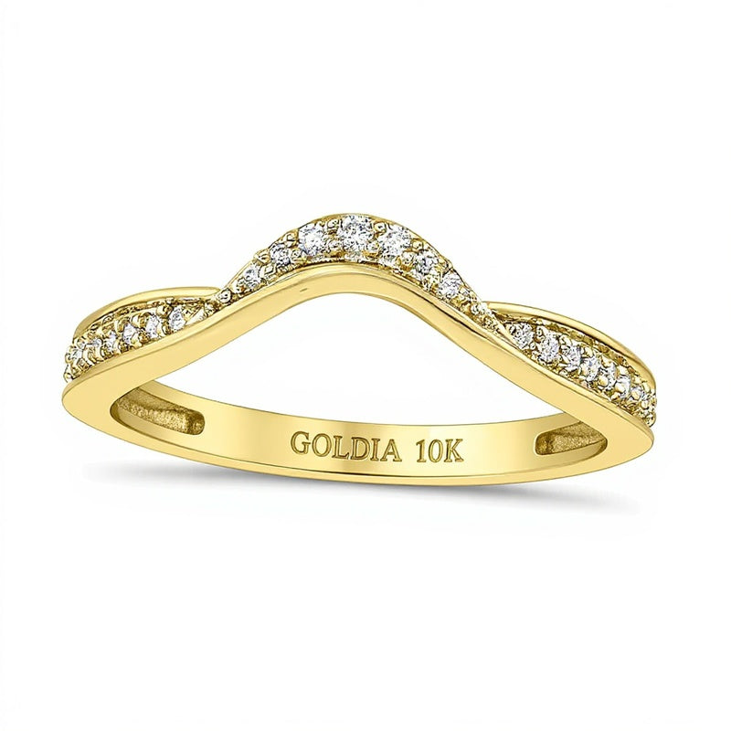 0.1 ct. Gesamtgewicht Diamant-Wellenring in 10K Gelbgold