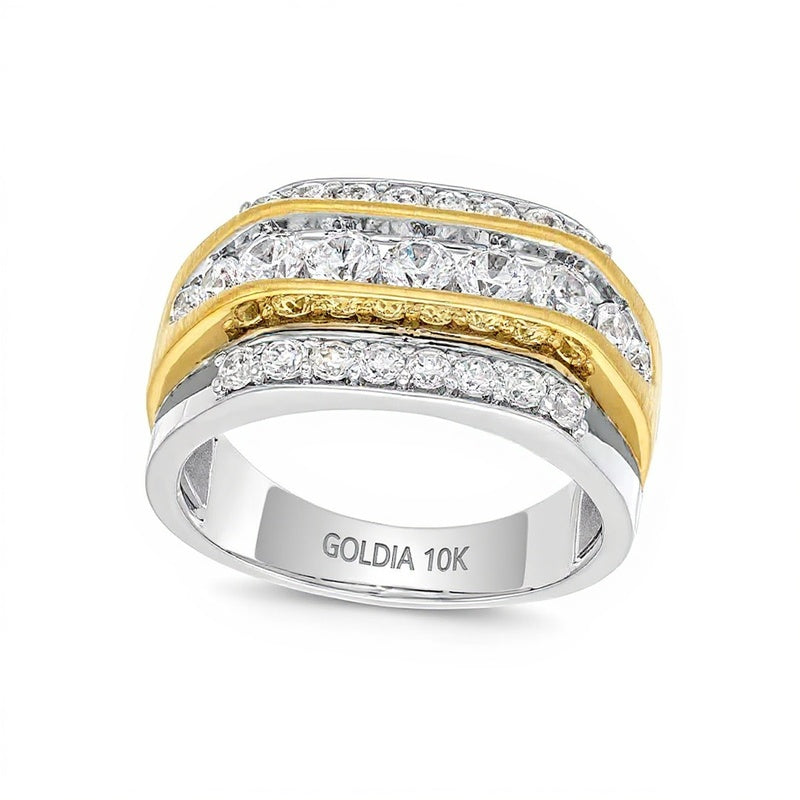 2.0 ct. Gesamtgewicht Labordiamant Ring dreireihig in 10K Bicolor-Gold (F/SI2)