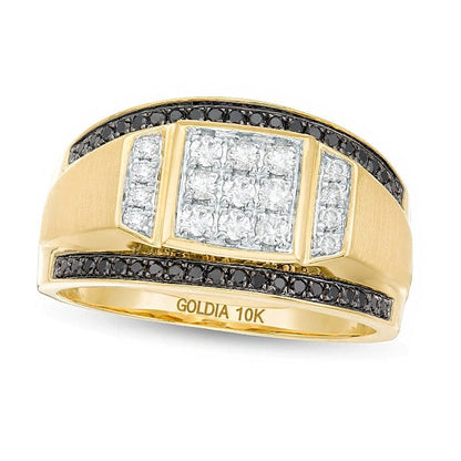 5/8.0 CT Gesamtgewicht Komposit-Ring mit behandelten schwarzen und weißen Diamanten in 10K Gelbgold