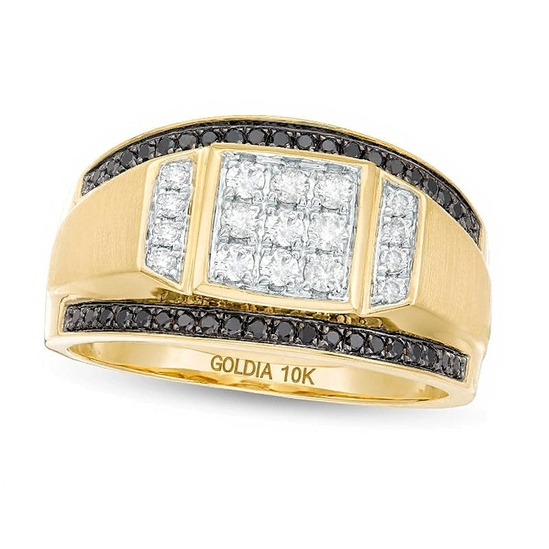 5/8.0 CT Gesamtgewicht Komposit-Ring mit behandelten schwarzen und weißen Diamanten in 10K Gelbgold
