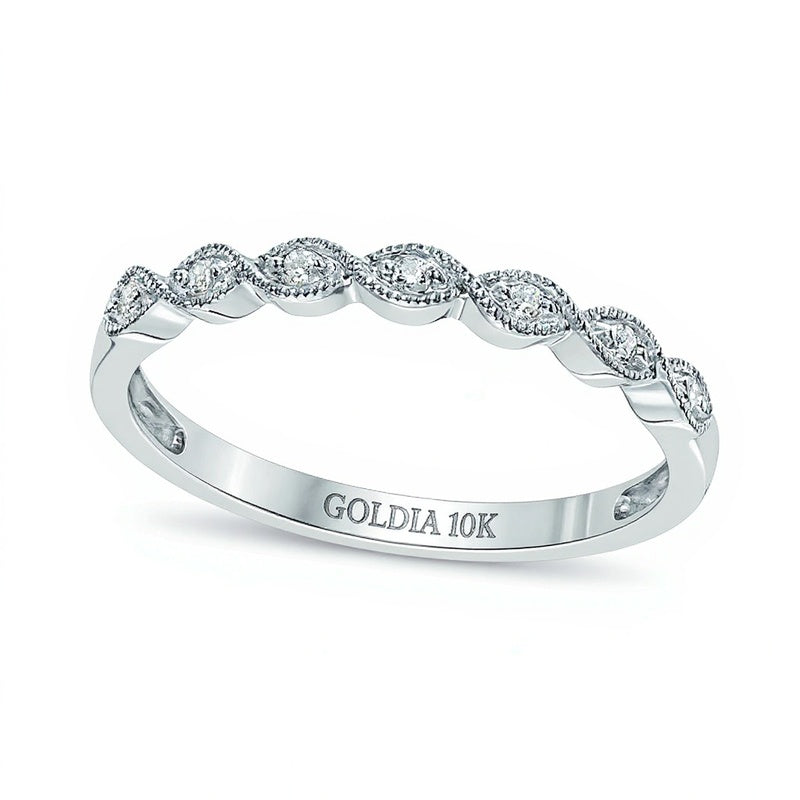 Ring mit Diamantbesatz und Milgrain in 10K Weißgold