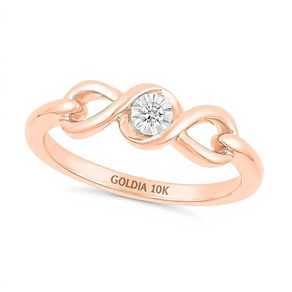 Freundschaftsring für Damen mit Diamant-Solitär in Infinity-Fassung aus 10K Roségold (J/I3)