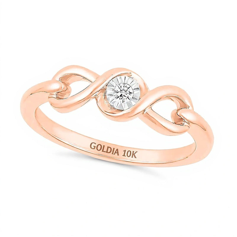 Freundschaftsring für Damen mit Diamant-Solitär in Infinity-Fassung aus 10K Roségold (J/I3)