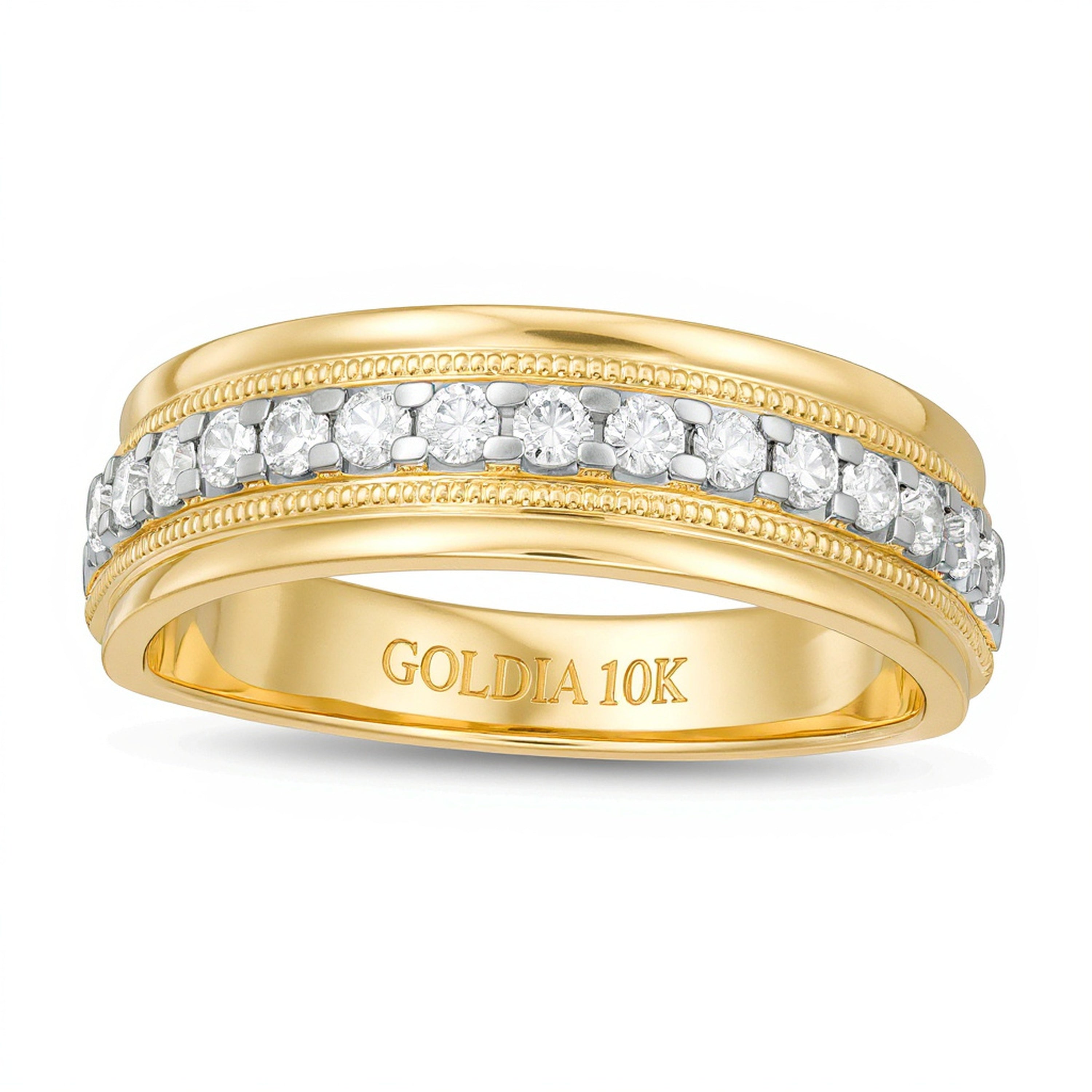 0.5 ct. Gesamtgewicht Diamant-Ehering mit Milgrain in 10K Gelbgold