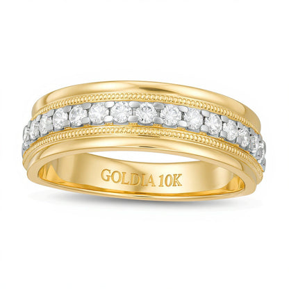 0.5 ct. Gesamtgewicht Diamant-Ehering mit Milgrain in 10K Gelbgold