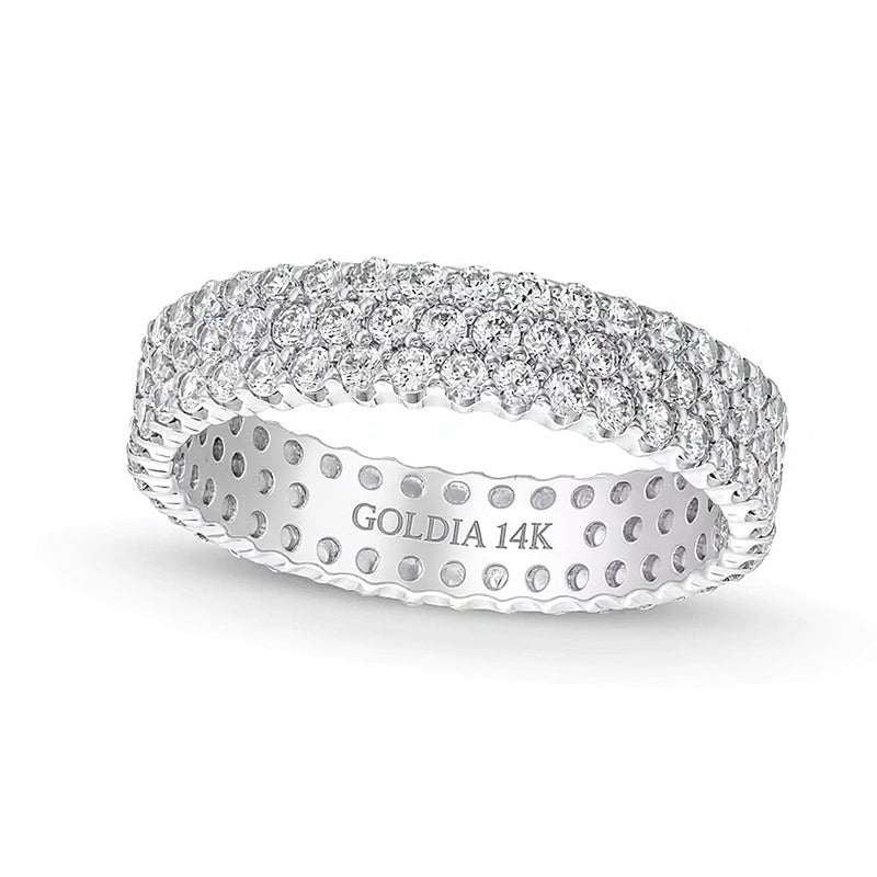 1,75 ct. Gesamtgewicht Diamant Memoire-Ring dreireihig in 14K Weißgold