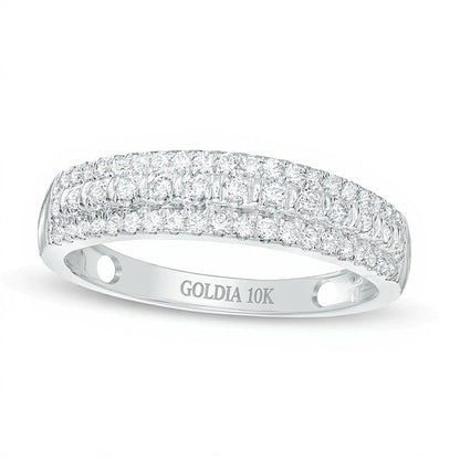 0,33 ct. Gesamtgewicht Diamant Ehering dreireihig in 10K Weißgold