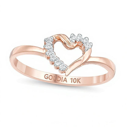 Diamant-Herz-Ring 0,05 ct. Gesamtgewicht in 10K Roségold