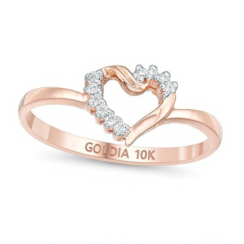 Diamant-Herz-Ring 0,05 ct. Gesamtgewicht in 10K Roségold