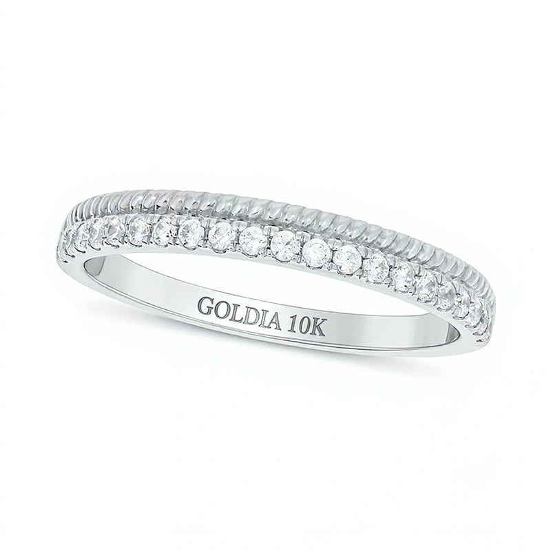 0.2 ct. Gesamtgewicht Diamant-Ring mit Kordelrand zum Stapeln in 10K Weißgold