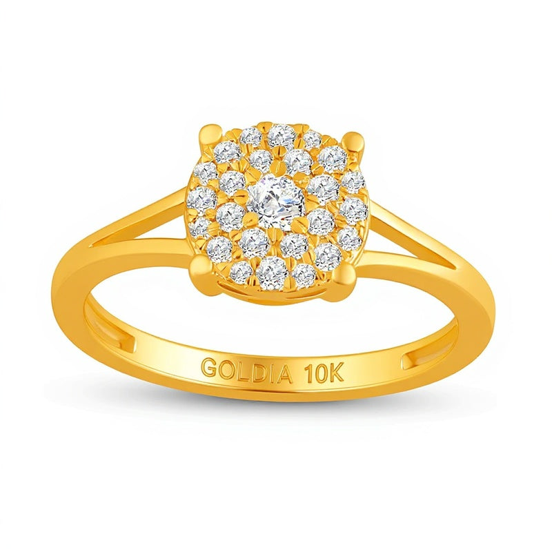 0.33 ct. Gesamtgewicht Multi-Diamant Ring mit geteilter Schiene in 10K Gelbgold