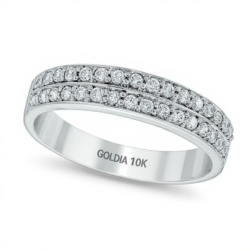 0,25 ct. Gesamtgewicht Diamant Ehering zweireihig in 10K Weißgold