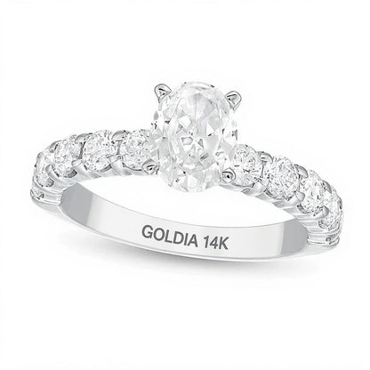 2.0 ct. Gesamtgewicht Verlobungsring mit ovalem Diamant in 14K Weißgold