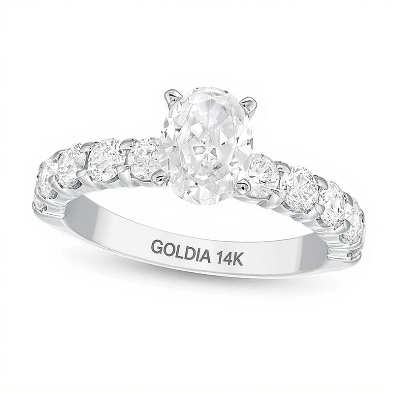 2.0 ct. Gesamtgewicht Verlobungsring mit ovalem Diamant in 14K Weißgold