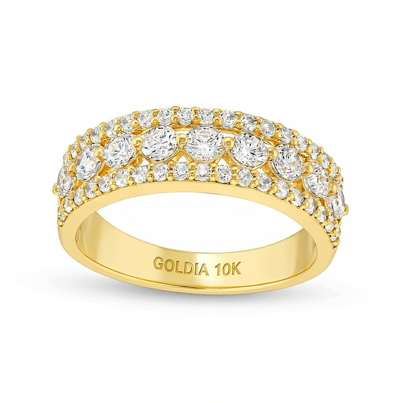 Ring mit Diamanten 1.0 ct. Gesamtgewicht, rund, in 10K Gelbgold