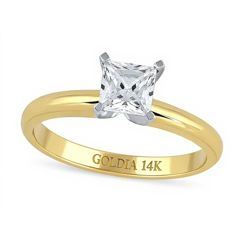 1.0 CT. Princess Labordiamant Solitär Verlobungsring in 14K Gelbgold (F/VS2)