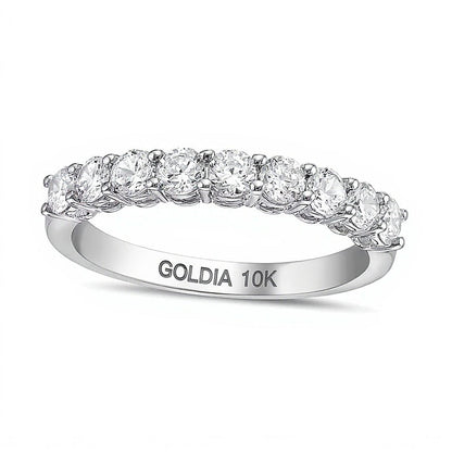 0.75 ct. Gesamtgewicht Diamant Ring mit neun Steinen in 10K Weißgold (I/I2)