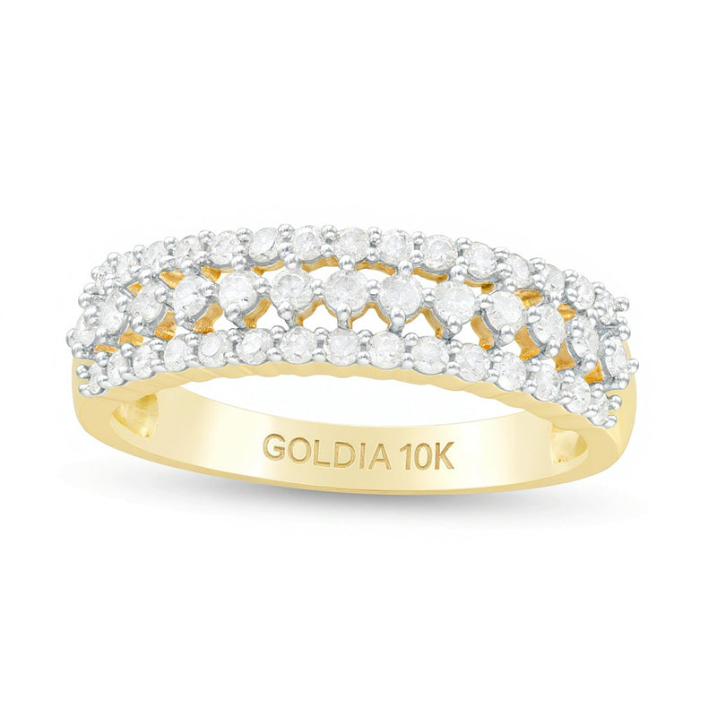 0.5 ct. Gesamtgewicht Diamant Ring mehrreihig in 10K Gelbgold