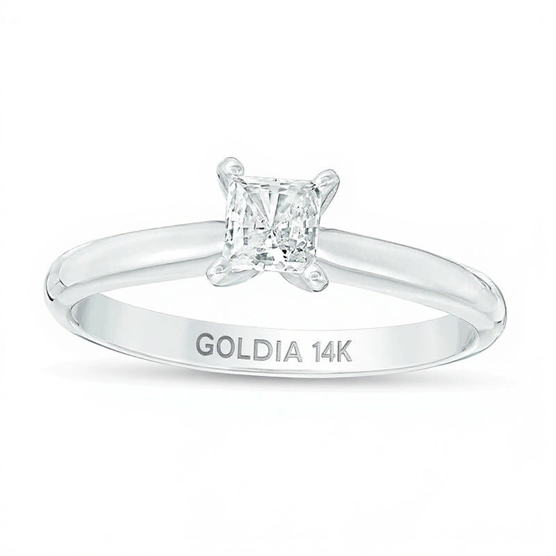 0.33 ct. Solitär-Verlobungsring mit Diamant im Princess-Schliff in 14K Weißgold (I/I2)