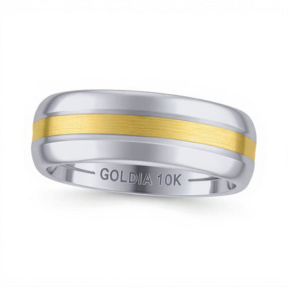 7,0mm Ring mit Mittelstreifen aus Tungsten und 10K Gelbgold