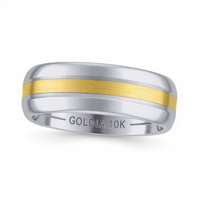 7,0mm Ring mit Mittelstreifen aus Tungsten und 10K Gelbgold