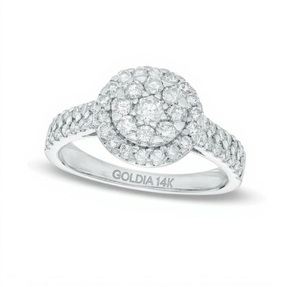 Verlobungsring mit mehreren Diamanten 1.0 ct. Gesamtgewicht und doppelter Reihe in 14K Weißgold