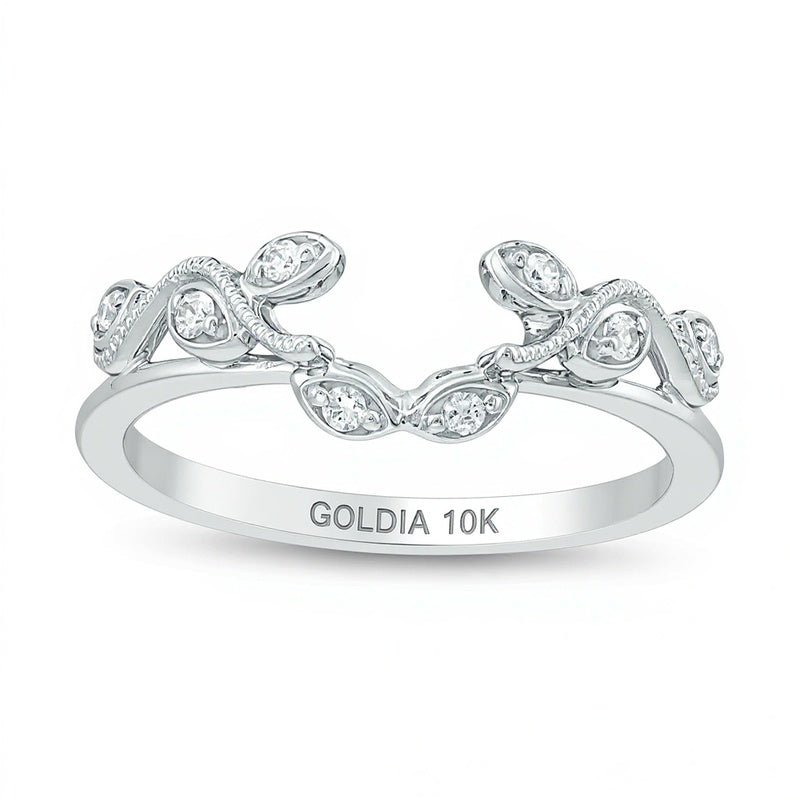 0.1 ct. Gesamtgewicht Diamant Solitär-Enhancer im Vintage-Stil mit Ranken-Motiv in 10K Weißgold