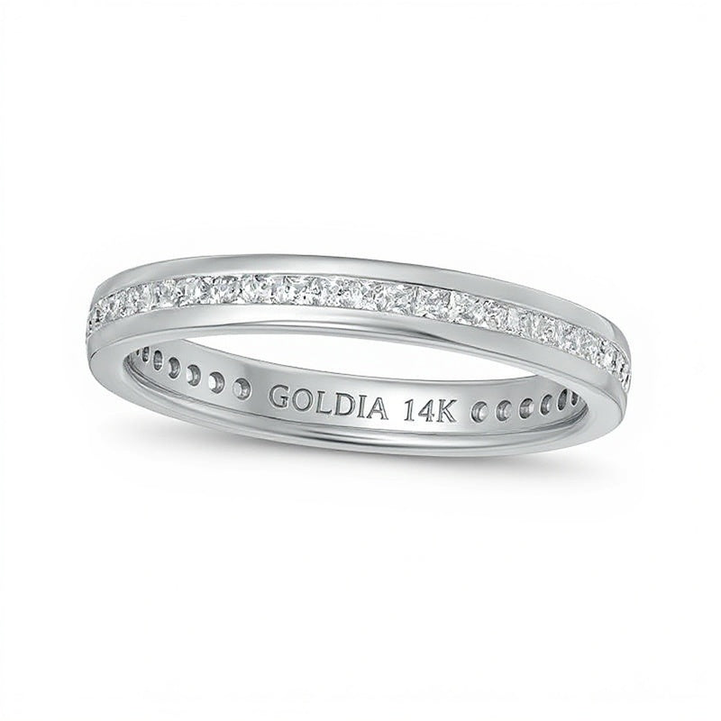0,5 ct. Gesamtgewicht Memoire-Ring mit Diamanten im Princess-Schliff in 14K Weißgold (H/SI2)