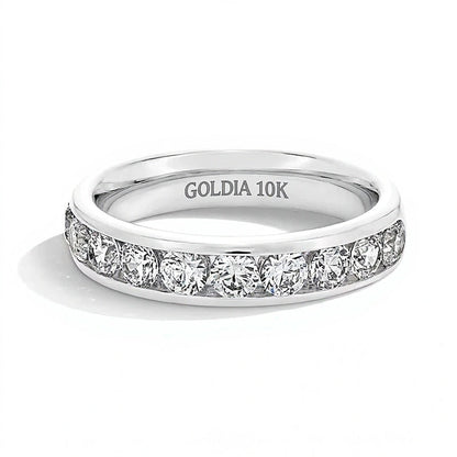 1,5 ct. Gesamtgewicht Ring mit Labordiamanten im Rundschliff, kanalgefasst, mit zehn Steinen in 10K Weißgold (F/VS2)