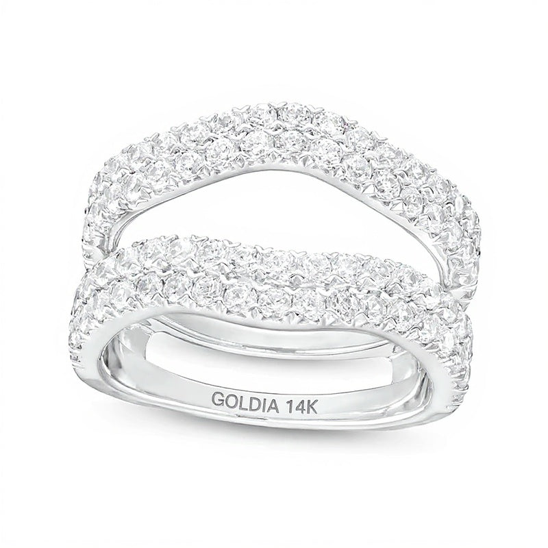 1.5 ct. Gesamtgewicht Labordiamant Solitär-Enhancer mit doppelter Reihe und Kontur in 14K Weißgold (F/VS2)