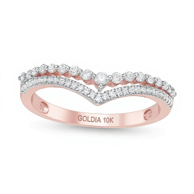 0.25 ct. Gesamtgewicht Diamant Doppel-Chevron Memoire-Ring in 10K Roségold