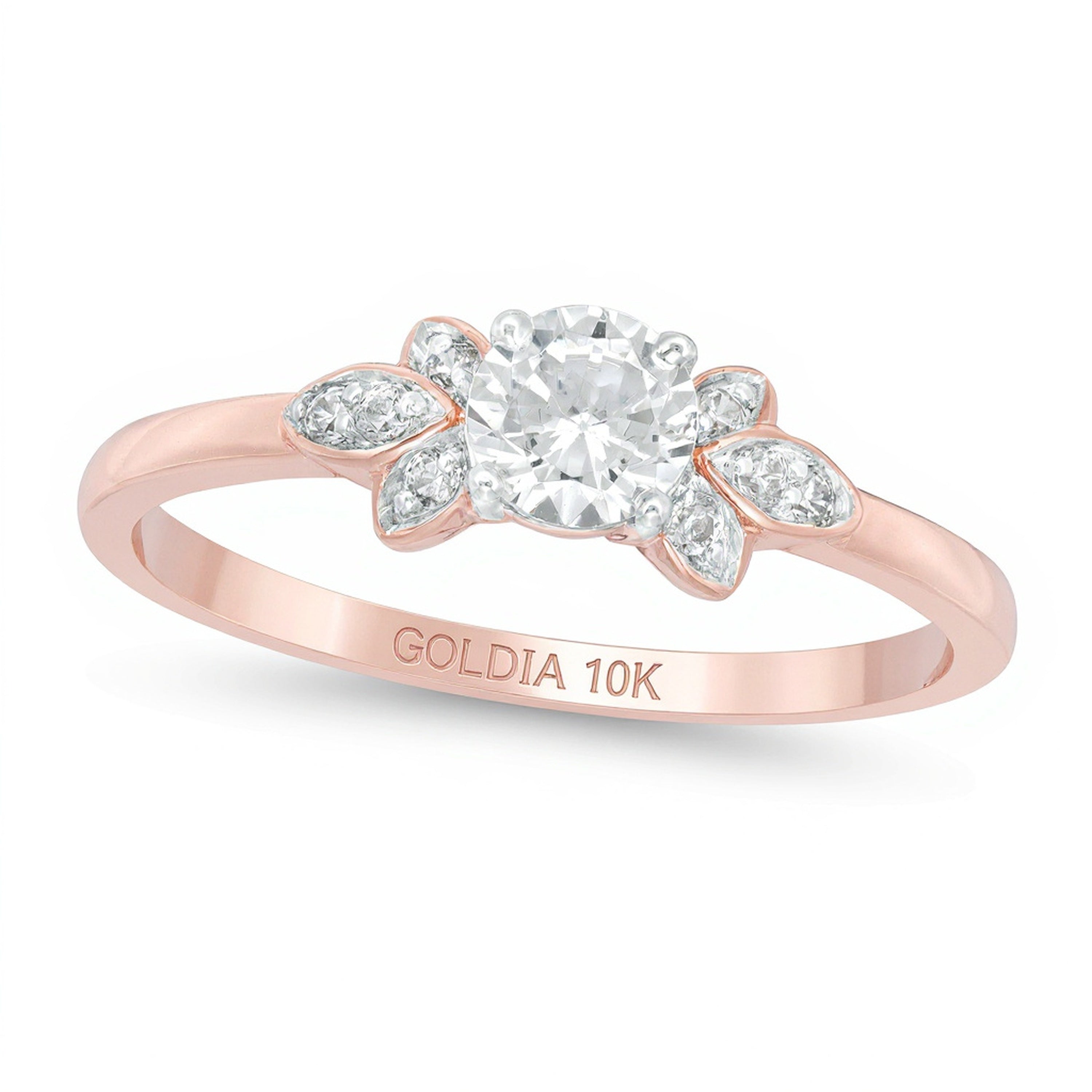 0.38 ct. Gesamtgewicht Diamant Solitär mit seitlichem Besatz Verlobungsring in 10K Roségold