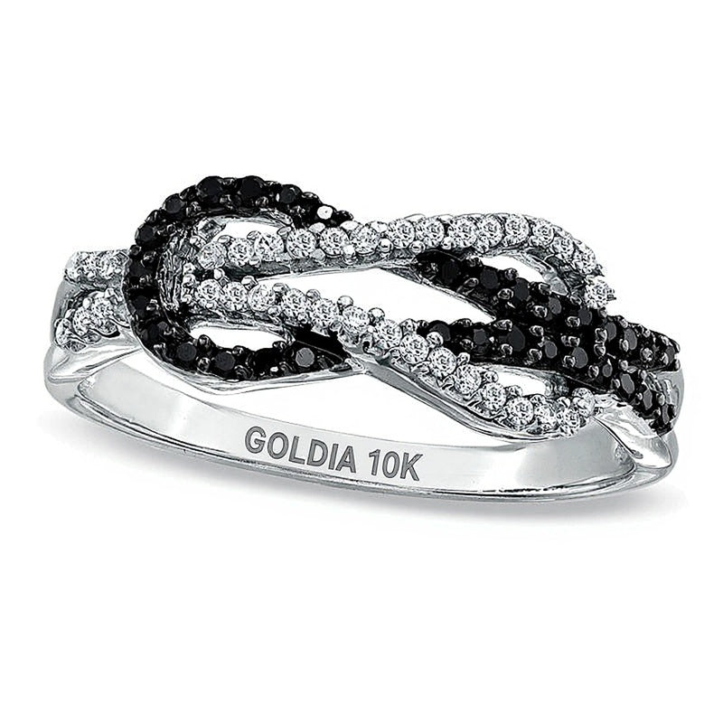 0.25 ct. Gesamtgewicht Infinity-Ring mit behandelten schwarzen und weißen Diamanten in 10K Weißgold