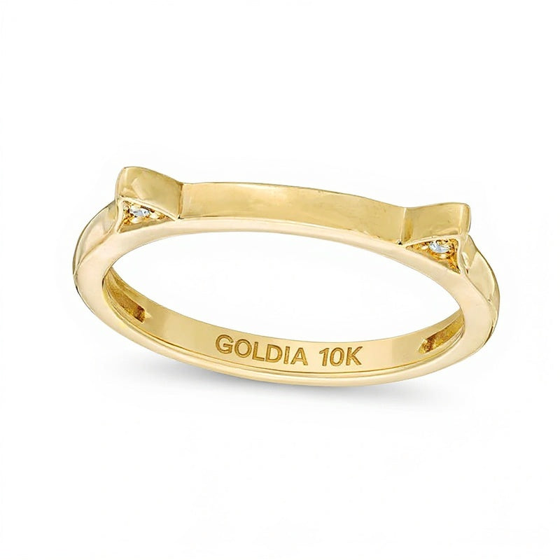 Fashion-Ring Katzenohren mit Diamant in 10K Gelbgold