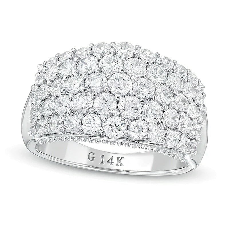 Mehrreihiger Labordiamant-Ring 2.0 ct. Gesamtgewicht in 14K Weißgold (F/SI2)