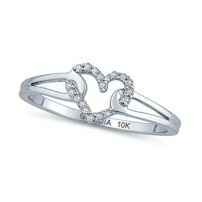Freundschaftsring mit Diamant-Besatz in Herzschlaufen-Design aus 10K Weißgold