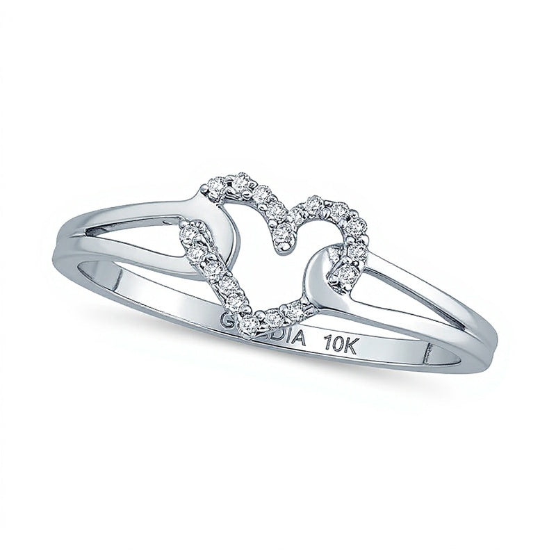 Freundschaftsring mit Diamant-Besatz in Herzschlaufen-Design aus 10K Weißgold
