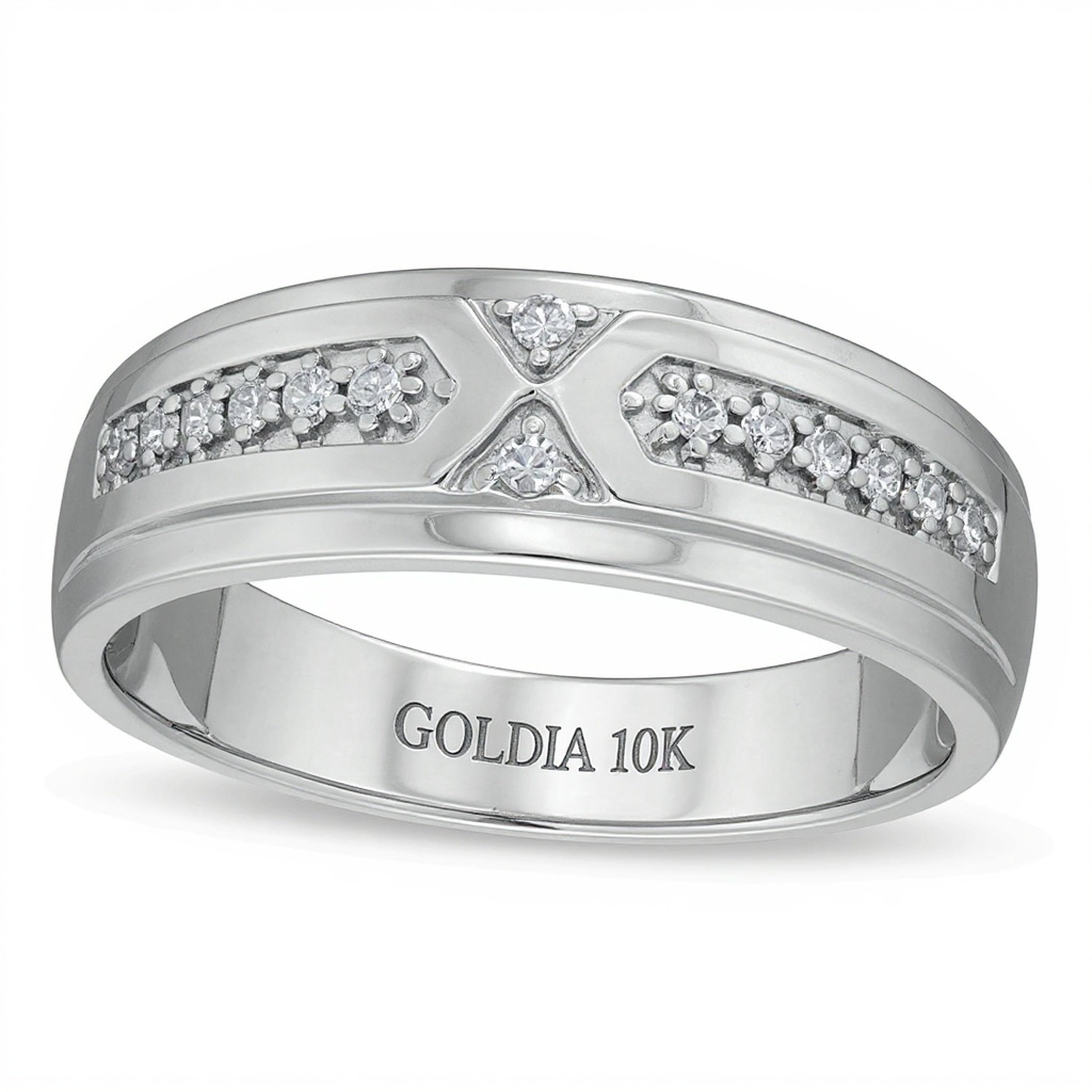 0.17 ct. Gesamtgewicht Diamant Ehering in 10K Weißgold