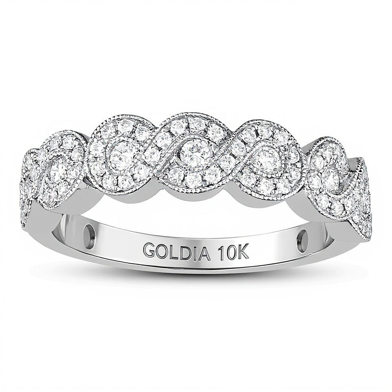 0,38 ct. Gesamtgewicht Diamant-Ring im Vintage-Stil mit Infinity-Design in 10K Weißgold