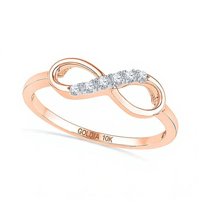 Infinity-Ring mit Diamanten in 10K Roségold