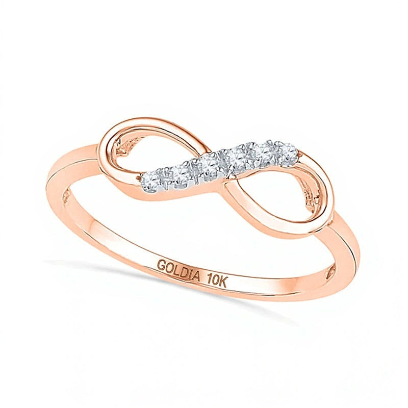 Infinity-Ring mit Diamanten in 10K Roségold