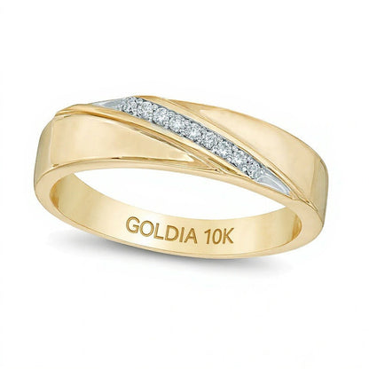 Ehering mit Diamant-Besatz in 10K Gelbgold
