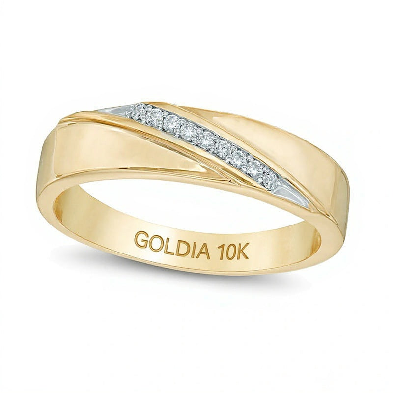 Ehering mit Diamant-Besatz in 10K Gelbgold