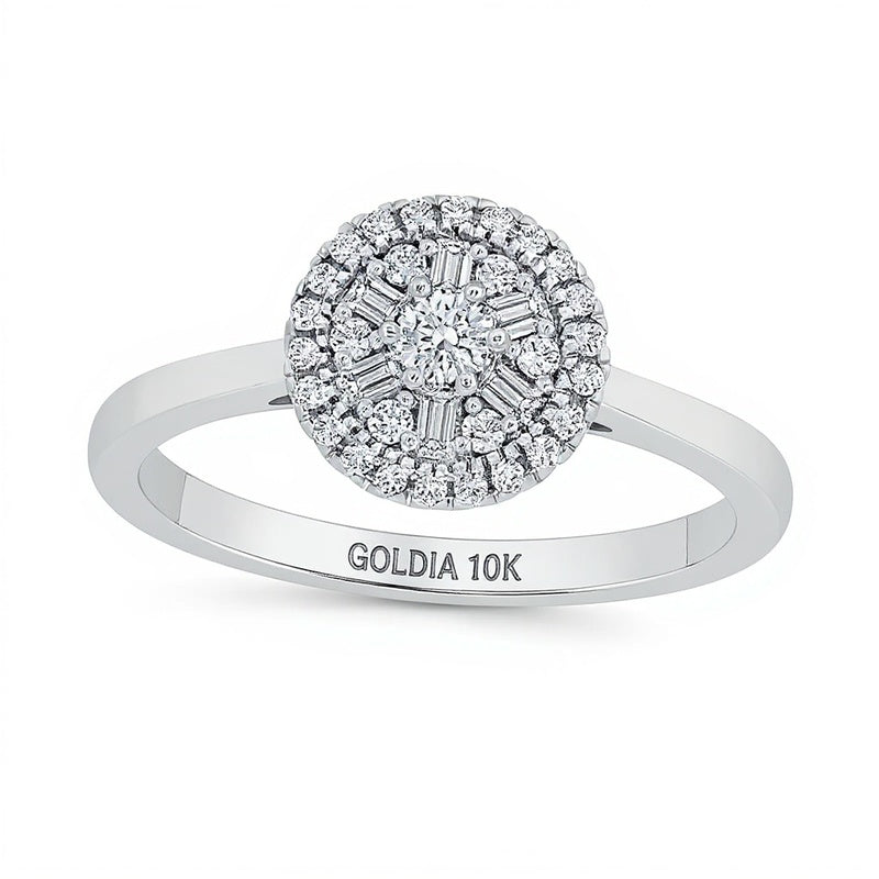 Halo-Ring mit Diamanten 0,33 ct. Gesamtgewicht in 10K Weißgold