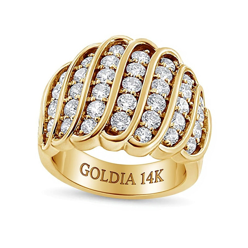 Fashion-Ring mit weißen Diamanten im Rundschliff in 14K Weißgold für Damen