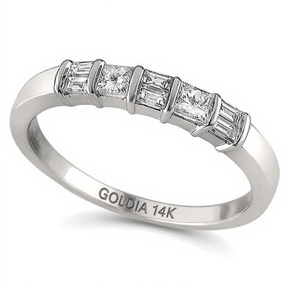 0,33 ct. Gesamtgewicht Ring mit Diamanten im Baguette- und Princess-Schliff in 14K Weißgold
