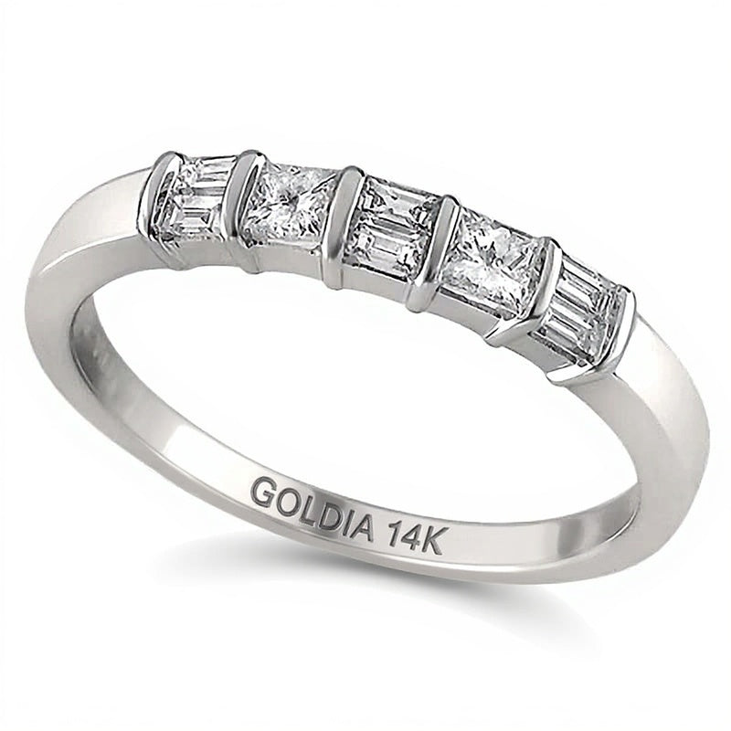 0,33 ct. Gesamtgewicht Ring mit Diamanten im Baguette- und Princess-Schliff in 14K Weißgold