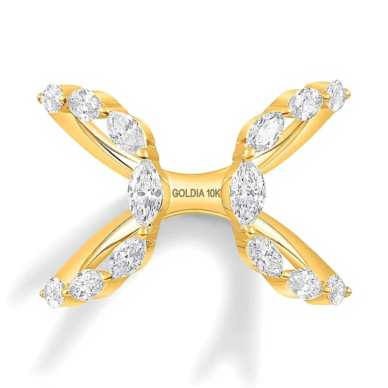 1.0 ct. Gesamtgewicht Marquise-Diamant Ring mit doffener Doppelschlaufe in 10K Gelbgold